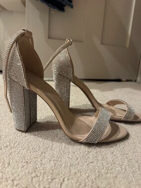 Windsor Blush Rhinestone Block Heel Sandals